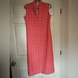 Jude Connally Orange and White Geometric Midi Dress